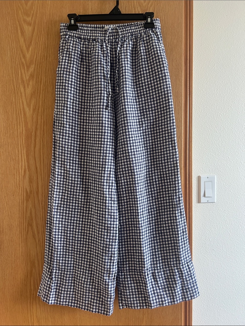 The Drop - Gingham Wide-Leg navy blue and white
